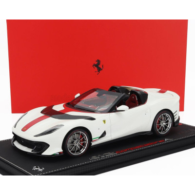 BBR MODELS FERRARI 812 COMPETIZIONE A SPIDER 2022 - CON VETRINA - WITH SHOWCASE - BIANCO ITALIA - MATT WHITE RED 1/18
