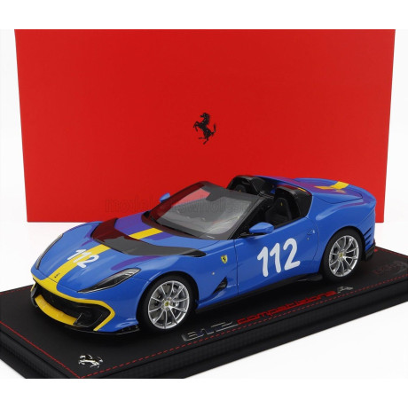 BBR MODELS FERRARI 812 COMPETIZIONE A SPIDER N 112 2022 - CON VETRINA - WITH SHOWCASE - FRENCH RACING BLU - BLUE YELLOW 1/18