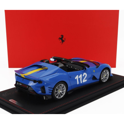 BBR MODELS FERRARI 812 COMPETIZIONE A SPIDER N 112 2022 - CON VETRINA - WITH SHOWCASE - FRENCH RACING BLU - BLUE YELLOW 1/18