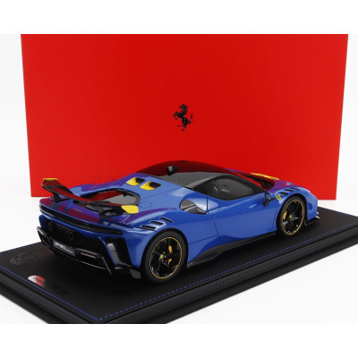 BBR MODELS FERRARI SF90 XX STRADALE 2024 - CON VETRINA - WITH SHOWCASE - AZZURRO DINO - LIGHT BLUE BLACK YELLOW 1/18