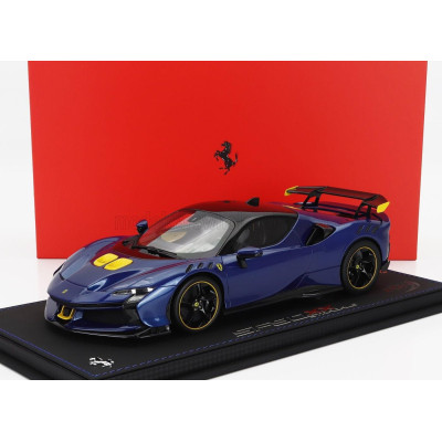 BBR MODELS FERRARI SF90 XX STRADALE 2024 - CON VETRINA - WITH SHOWCASE - BLU TOUR DE FRANCE - BLUE MET YELLOW BLACK 1/18