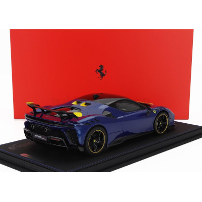 BBR MODELS FERRARI SF90 XX STRADALE 2024 - CON VETRINA - WITH SHOWCASE - BLU TOUR DE FRANCE - BLUE MET YELLOW BLACK 1/18