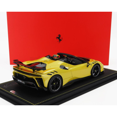 BBR MODELS FERRARI SF90 XX STRADALE SPIDER 2024 - CON VETRINA - WITH SHOWCASE - GIALLO MONTECARLO - YELLOW MET BLACK 1/18