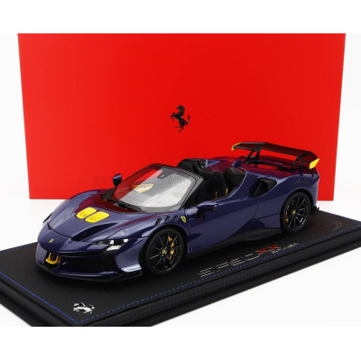 BBR MODELS FERRARI SF90 XX STRADALE SPIDER 2024 - CON VETRINA - WITH SHOWCASE - BLU ELETTRICO - BLUE YELLOW 1/18