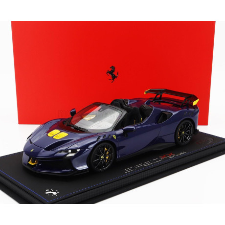 BBR MODELS FERRARI SF90 XX STRADALE SPIDER 2024 - CON VETRINA - WITH SHOWCASE - BLU ELETTRICO - BLUE YELLOW 1/18