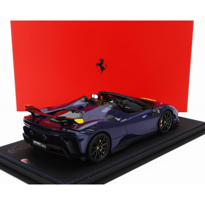 BBR MODELS FERRARI SF90 XX STRADALE SPIDER 2024 - CON VETRINA - WITH SHOWCASE - BLU ELETTRICO - BLUE YELLOW 1/18