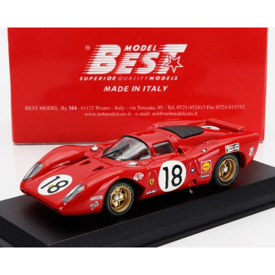 BEST MODEL FERRARI 312P 3.0L V12 COUPE TEAM SEFAC N 18 24h LE MANS 1969 PEDRO RODRIGUEZ – DAVID PIPER - RED 1/43