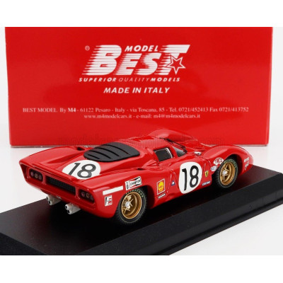 BEST MODEL FERRARI 312P 3.0L V12 COUPE TEAM SEFAC N 18 24h LE MANS 1969 PEDRO RODRIGUEZ – DAVID PIPER - RED 1/43