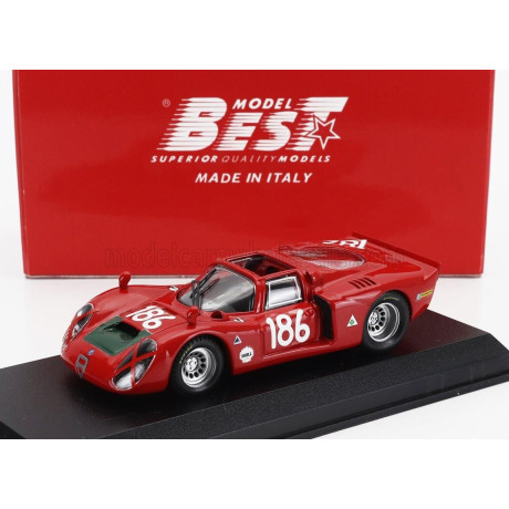 BEST MODEL ALFA ROMEO 33.2 TEAM AUTODELTA SPA N 180 TARGA FLORIO 1968 IGNAZIO GINTI - NANNI GALLI - RED 1/43