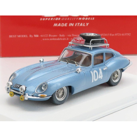 BEST MODEL JAGUAR E-TYPE COUPE (night version) N 104 RALLY MONTECARLO 1965 H.PINDER - C.POLLARD - LIGHT BLUE 1/43