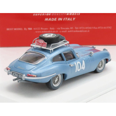 BEST MODEL JAGUAR E-TYPE COUPE (night version) N 104 RALLY MONTECARLO 1965 H.PINDER - C.POLLARD - LIGHT BLUE 1/43