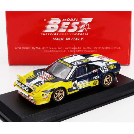 BEST MODEL FERRARI 308 GTB Gr.4 TEAM JOLLY CLUB (night version) N 4 2nd RALLY MONZA 1980 NICO - GIORGIO BARBAN - YELLOW BLUE 1/4