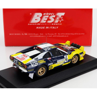 BEST MODEL FERRARI 308 GTB Gr.4 TEAM JOLLY CLUB (night version) N 4 2nd RALLY MONZA 1980 NICO - GIORGIO BARBAN - YELLOW BLUE 1/4