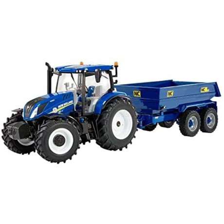 BRITAINS NEW HOLLAND T6.175 CLOSED TRACTOR WITH NC TRAILER 2020 - BLUE 1/32