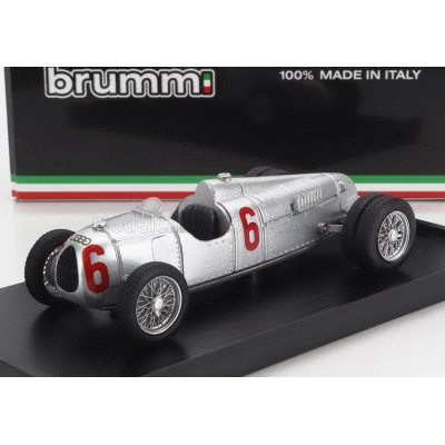BRUMM AUTO UNION F1  TIPO C RUOTE GEMELLATE N 6 SEASON 1936 HANS STUCK - SILVER 1/43