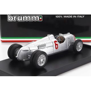 BRUMM AUTO UNION F1  TIPO C RUOTE GEMELLATE N 6 SEASON 1936 HANS STUCK - SILVER 1/43