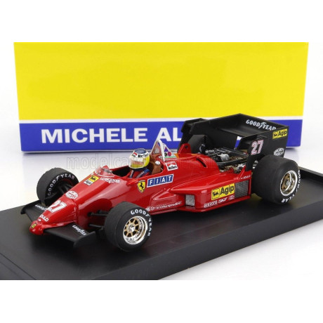 BRUMM FERRARI F1 126C4 N 27 WINNER BELGIUM GP 1984 MICHELE ALBORETO - WITH DRIVER FIGURE - RED BLACK 1/43