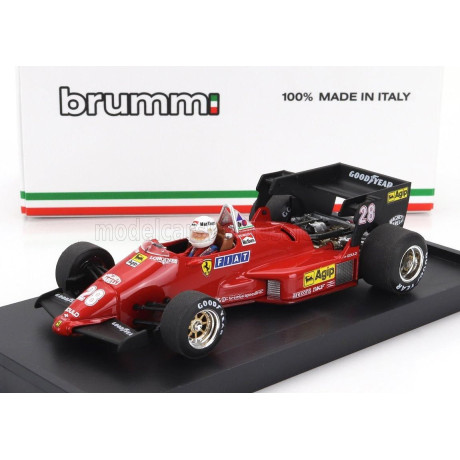 BRUMM FERRARI F1  126C4 N 28 BELGIUM GP 1984 RENE ARNOUX - WITH DRIVER FIGURE - RED BLACK 1/43