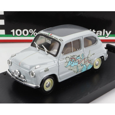 BRUMM FIAT 600 RALLY RAID ROMA-CALCUTTA 1955 13.260Km IN 11 GIORNI - 11 DAYS - GREY 1/43