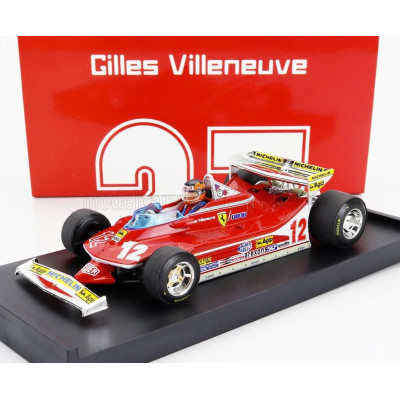 BRUMM FERRARI F1  312T4 N 12 MONACO GP 1979 GILLES VILLENEUVE - WITH DRIVER FIGURE - RED 1/43