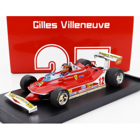 BRUMM FERRARI F1  312T4 N 12 WINNER USA OVEST GP 1979 GILLES VILLENEUVE - WITH DRIVER FIGURE - RED 1/43