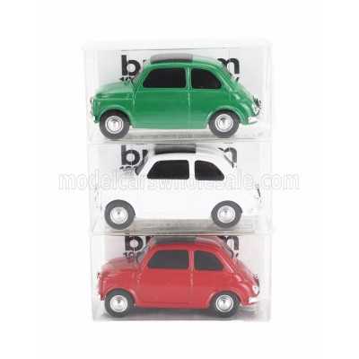 BRUMM FIAT SET 3X 500 1965 - VIVA L'ITALIA - GIORNATA DELL' UNITA' NAZIONALE E DELLE FORZE ARMATE - GREEN WHITE RED 1/43