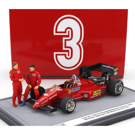 BRUMM PROM FERRARI F1 126C4 N 0 PRESENTAZIONE FIORANO SEASON 1984 WITH MICHELE ALBORETO AND RENE ARNOUX DRIVER FIGURES - RED BLA