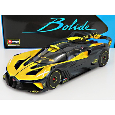 BURAGO BUGATTI BOLIDE W16 8.0 FOUR-TURBO 1850hp 500km/h 2020 - YELLOW BLACK 1/18