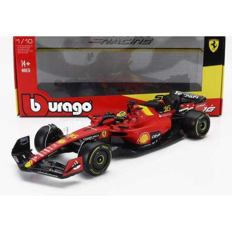 BURAGO FERRARI F1  SF-23 TEAM SCUDERIA FERRARI N 16 4th MONZA ITALY GP 2023 CHARLES LECLERC - RED BLACK YELLOW 1/18
