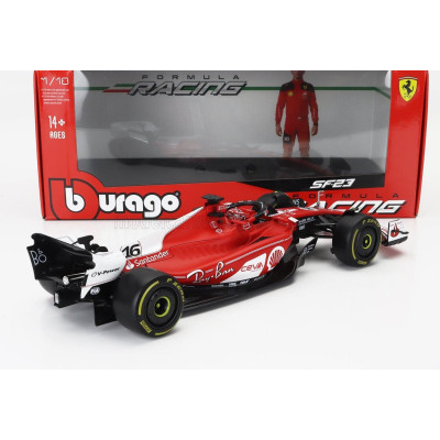 BURAGO FERRARI F1  SF-23 TEAM SCUDERIA FERRARI N 16 2nd LAS VEGAS USA GP 2023 CHARLES LECLERC - RED WHITE BLACK 1/18