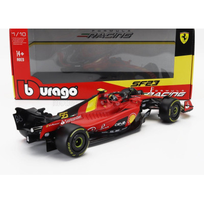 BURAGO FERRARI F1  SF-23 TEAM SCUDERIA FERRARI N 55 POLE POSITION 3rd MONZA ITALY GP 2023 CARLOS SAINZ - RED BLACK YELLOW 1/18