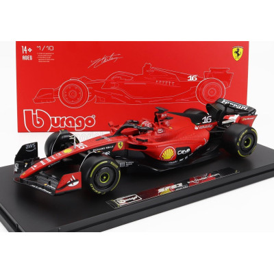 BURAGO FERRARI F1  SF-23 TEAM SCUDERIA FERRARI N 16 SEASON 2023 CHARLES LECLERC - CON VETRINA - WITH SHOWCASE - EXCLUSIVE CARMOD