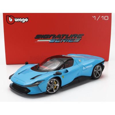 BURAGO FERRARI DAYTONA SP3 CLOSED ROOF 2022 - CON VETRINA - WITH SHOWCASE - EXCLUSIVE CARMODEL - MEDIUM BLUE 1/18