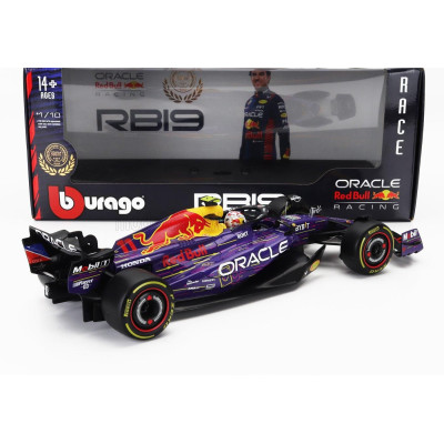 BURAGO RED BULL F1  RB19 TEAM ORACLE RED BULL RACING N 11 3rd LAS VEGAS USA GP 2023 SERGIO PEREZ - PURPLE YELLOW RED 1/18