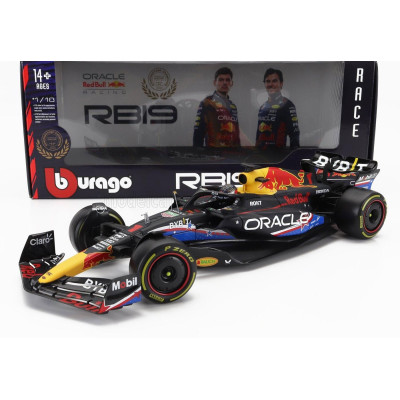 BURAGO RED BULL F1  RB19 TEAM ORACLE RED BULL RACING N 1 WORLD CHAMPION WINNER AUSTIN USA GP 2023 MAX VERSTAPPEN - MATT BLUE 1/1