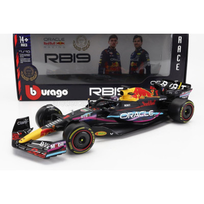 BURAGO RED BULL F1  RB19 TEAM ORACLE RED BULL RACING N 1 WORLD CHAMPION WINNER MIAMI GP 2023 MAX VERSTAPPEN - MATT BLUE 1/18