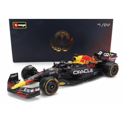 BURAGO RED BULL F1  RB18 TEAM ORACLE RED BULL RACING N 1 WORLD CHAMPION SEASON 2022 MAX VERSTAPPEN - WITH PILOT AND SHOWCASE - M