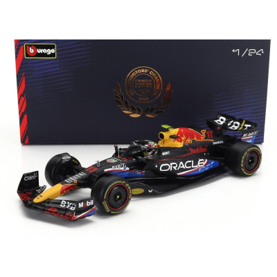 BURAGO RED BULL F1  RB19 TEAM ORACLE RED BULL RACING N 11 4th AUSTIN USA GP 2023 SERGIO PEREZ - WITH PILOT AND SHOWCASE - MATT B