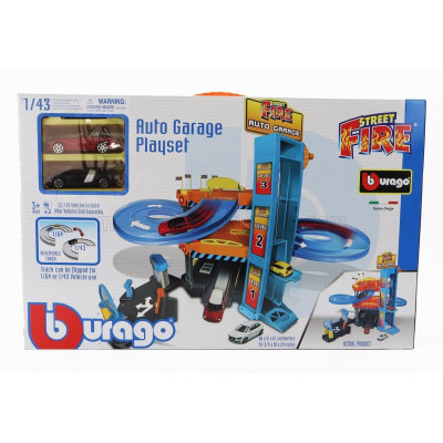 BURAGO ACCESSORIES DIORAMA - PARKING PLAYSET GARAGE WITH 2X CARS - VARIOUS 1/43