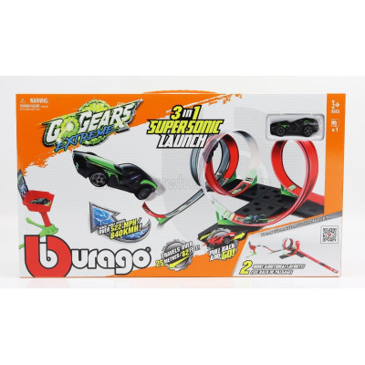 BURAGO ACCESSORIES DIORAMA - GO GEARS EXTREME 3 IN 1 SUPERSONIC LAUNCH WITH 1X CAR INCLUDED - VARIOUS 1/64
