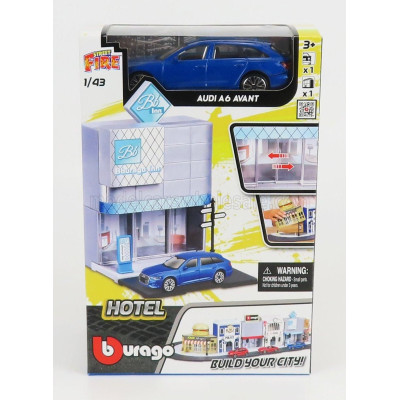 BURAGO ACCESSORIES DIORAMA - HOTEL WITH AUDI A6 AVANT 2020 - VARIOUS 1/43
