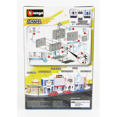 BURAGO ACCESSORIES DIORAMA - HOTEL WITH AUDI A6 AVANT 2020 - VARIOUS 1/43