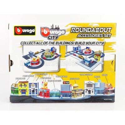 BURAGO ACCESSORIES DIORAMA - SET BUILD CITY ROUNDABOUT - WITH SEAT IBIZA 2008 - BLUE 1/43