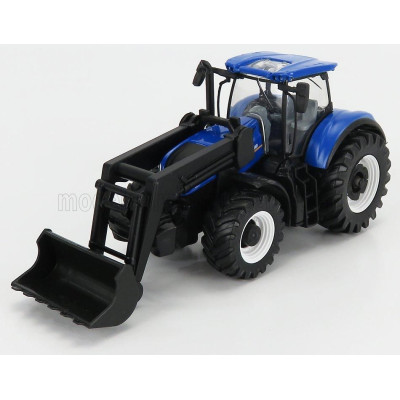 BURAGO NEW HOLLAND T7.315 TRACTOR WITH FRONT LOADER SCRAPER 2018 - BLUE 1/50