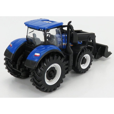 BURAGO NEW HOLLAND T7.315 TRACTOR WITH FRONT LOADER SCRAPER 2018 - BLUE 1/50