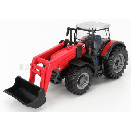 BURAGO MASSEY FERGUSON 8740S TRACTOR WITH FRONT LOADER SCRAPER - RED 1/50