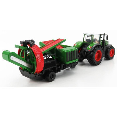 BURAGO FENDT VARIO 1050 TRACTOR WITH CULTIVATOR TRAILER 2016 - GREEN GREY RED 1/50
