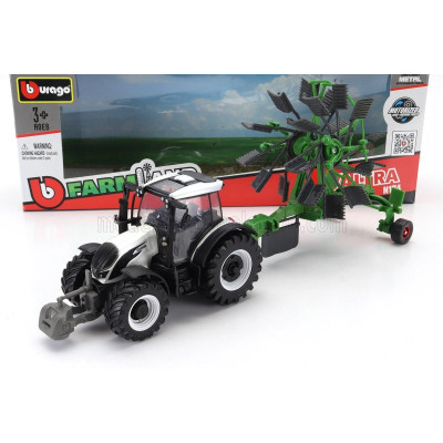BURAGO VALTRA N174 TRACTOR WITH WHIRL RAKE 2017 - WHITE BLACK GREEN 1/50
