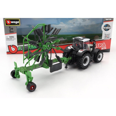 BURAGO VALTRA N174 TRACTOR WITH WHIRL RAKE 2017 - WHITE BLACK GREEN 1/50