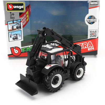 BURAGO VALTRA N174 TRACTOR CRANE LOADER 2017 - WHITE BLACK 1/50